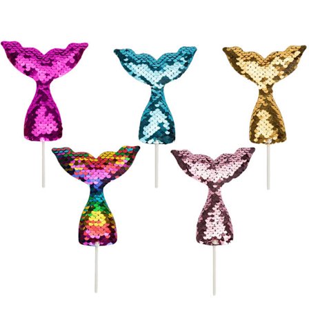 5 stk. Havfruehale Kagepynt Pailletter Fødselsdag Bryllup Fest Cupcake Dekoration