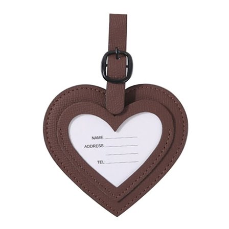 2 st Hjärta Bagageetiketter Anti-Lost Bagage Taggar BRUN