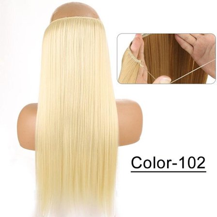 Syntetisk Naturlig Syntetisk Halo Hair Extensions Ingen Clip In Kunstig Fake Ombre Blond Brun Sort Pink Bølget Falsk Hair Piece