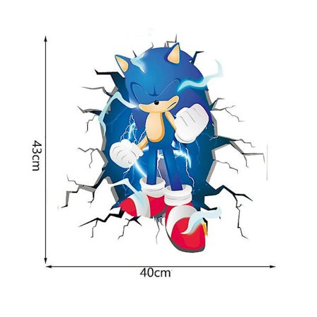 Sonic The Hedgehog Wall Sticker Kids Room Graffiti Decoration 3d Broken Wall Cartoon Game Sticker Removable Pvc-jex90050:47cm*47cm