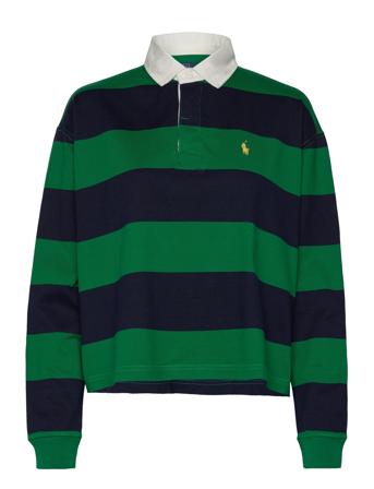 Striped Cropped Jersey Rugby Shirt Tops T-shirts & Tops Long-sleeved Navy Polo Ralph Lauren