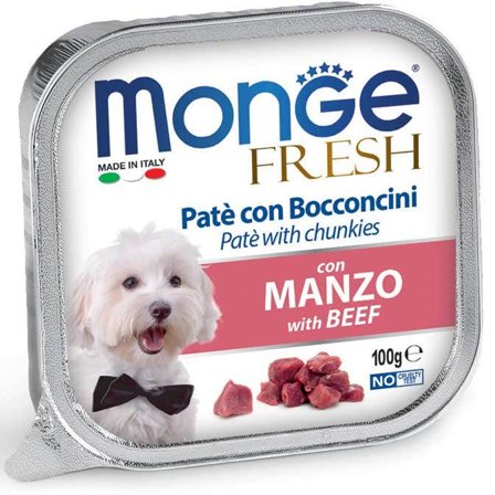 Monge Fresh Paté Bocconcini Con Manzo Cibo Umido Per Cani Adulti