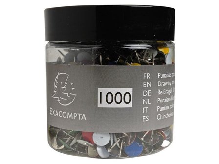 EXACOMPTA Häftstift sorterade färger 1000/fp - Lyreco - Kontorsmaterial - Häftstift och kartnålar - Kartnålar