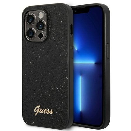 Guess Glitter Script Fodral för iPhone 14 Pro - Svart