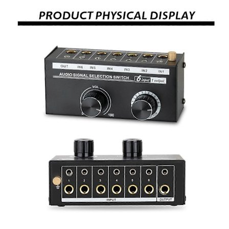 Audio Switcher - 6-tie 3.5/6.35mm Stereo Audio Switch - Signaalilähteen Vaihtaja Valitsin Jakorasia