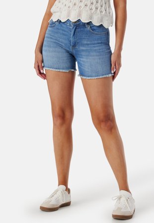 ONLY Onlblush Raw Denim Shorts Ligth Blue Denim Klær