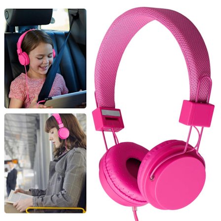 Trådbundna hörlurar för barn, hopfällbara trådbundna hörlurar för barn i skolåldern med mikrofon för Samsung-surfplattor och andra enheter