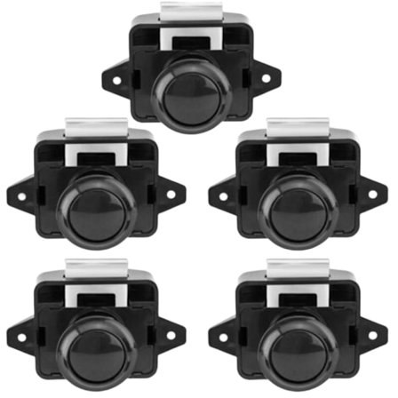 Tryckknappslås - Nyckellöst möbellås Fästelement Skåpdörrsknopp för RV husvagn 5 stycken Svart--.pa