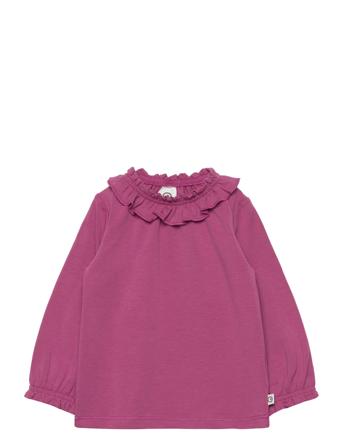 Cozy Me Frill Collar L/S T Baby Tops T-shirts Long-sleeved T-shirts Pink Müsli By Green Cotton