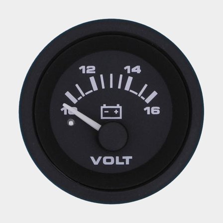 Voltmeter Veethree Black Premier, condensvrij, Ø52 mm, 12 V, zwart, 10 - 16 V