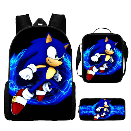 Sonic rygsæk til børn, madkasse, penalhus sæt af tre - spot salg