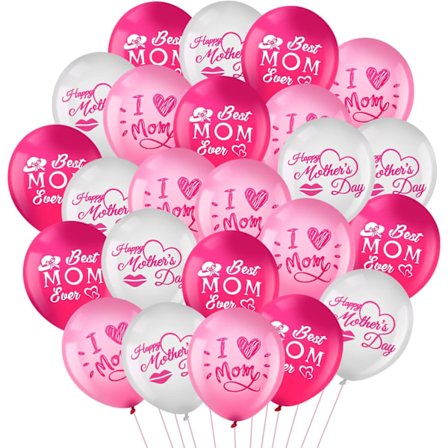 24 30 cm Latex Balloner til Glædelig Mors Dag - Bedste Mor Nogensinde, Jeg Elsker Dig, Mor, Hjerteformede Trykte Balloner, Gave, Festartikler, Rose