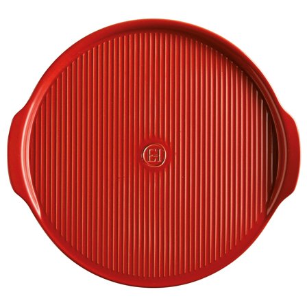 Emile henry Pizzastein med riller Ø 40 cm, rød