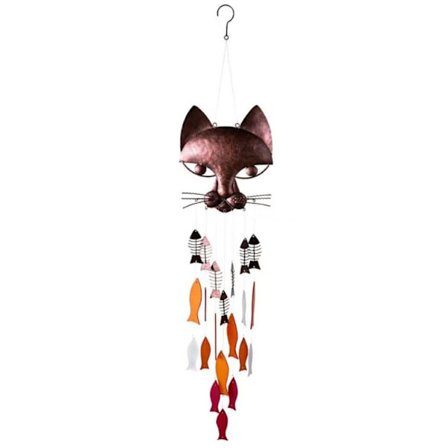 Wind Chime Cat and Fish Metal