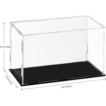 Akryl displayboks transparent akryl borddisplay kube til samleobjekter - Sort, 25x15x15cm (9.8x5.9x5.9in)