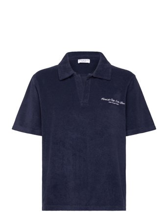 Sporty & Rich Eden Script Terry Polo - Navy - L