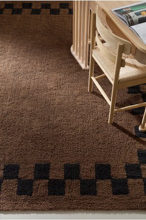 Jotex - Kvadratisk Teppe Med Luv 250x250 Cm Bomull/Bomull Brun/svart MAPLE - Kjøp Bomulls- & filleryer hos Jotex