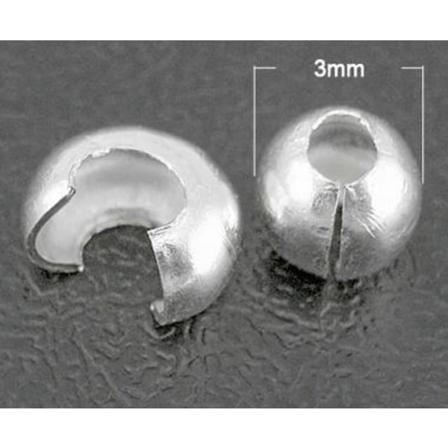 200 Nickelfria Silverpläterade Täckare till klämpärlor 3 mm. Silver