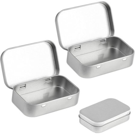 2 stk. Små Opbevaringskasser med Låg Rektangulære Små Blikæsker Metalbeholder med Låg Lille Blikæske til Opbevaring i Hjemmet Slik Øreringe 