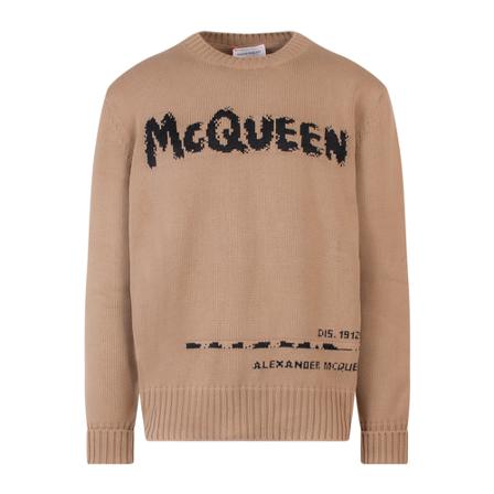 Alexander McQueen, Men; Knitwear 626454Q1Wzl Beige, Heren, Maat:M,Katoen