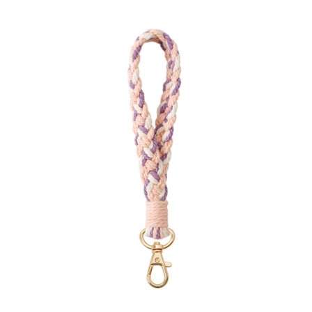 Farverig Flettet Nylon Nøglering Metal Nøglering Håndtasker Holder Makrames Nøglebånd Kort nøgle Vedhæng Pige Gave