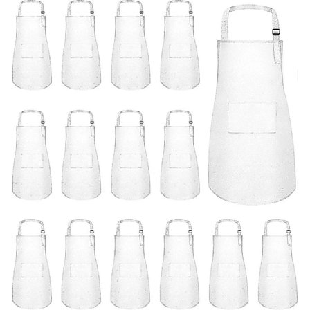 15 stk Barneforklær i bulk, justerbare gutte- og jenteforklær med lommer for barn, småbarn, maling, matlaging, baking -Sy