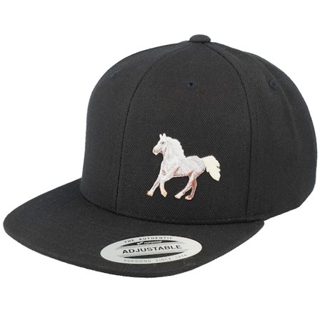 Kinder Kiddo Cap - Schwarz snapback Cap - Kinder White Horse Side Black Snapback @ Hatstore