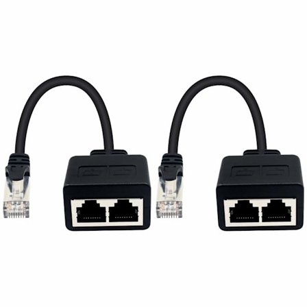 RJ45 1 hane till 2 hona adapter för LAN Ethernet-kabel förlängning (använd samtidigt) Surfa online samtidigt