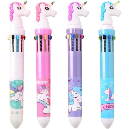 4 stk. Flerfargede Kulepenner, 10-i-1 Shuttlepenner, Inntrekkbar, Ergonomisk Design, Dyrehode, 0,5 mm, Flytende Blekk, Gavepenner til Kontoret