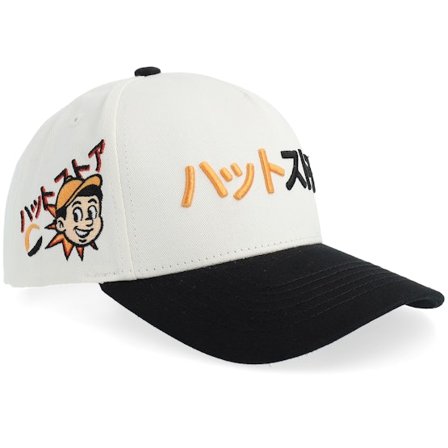 Hatstore - White adjustable Caps - Kanji Mascot White/Black A-frame Adjustable @ Hatstore