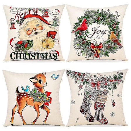 Julepuderbetræk 18x18 Sæt af 4 Landhusindretning