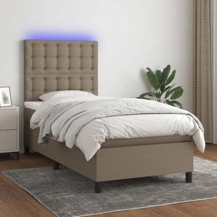 Maison Exclusive - Sänggavel med lattsystem och madrass samt LED Taupe 90x200 cm Tyg