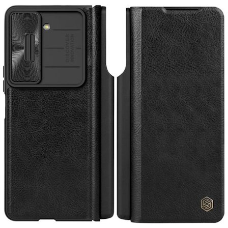 Nillkin Qin Leather Pro lærveske med kamerabeskyttelse til Samsung Galaxy Z Fold 5 - svart