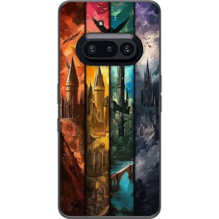 Kompatibel Mobilcover til Nothing Nothing Phone (3a) Fire magiske slotte i forskellige elementfarver, episk fantasykunst med ild vand luft og mørke i