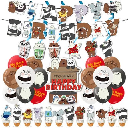 Vi Bare Björnar Födelsedagsfest Dekoration Björnar Festtillbehör Inkluderar GRATTIS PÅ FÖDELSEDAGEN Banner Ballonger Tårtdekoration Cupcake Toppers (