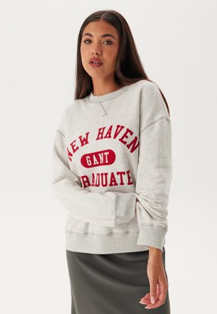 GANT - Graphic C-neck Sweat - Pale Grey Melange - Kläder - - Bubbleroom