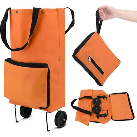 Hopfällbar shoppingvagn, hopfällbar väska med gummihjul hopfällbar vagn Oxford tygväska återanvändbar för stormarknad, kapacitet med hjul