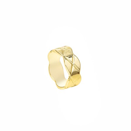 Crush gingham mønster Ring 18k Guldringe til kvinder mand, Bred Guld Sølv Bånd, Stablede Ringe, Guld Vielsesring Minimalistisk Stil