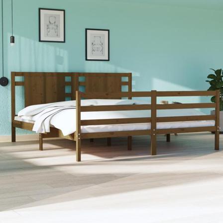 Vidaxl Sängram Honungsbrun Massiv Furu 180x200 Cm Brun