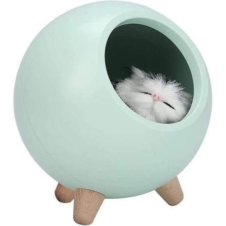 Cat Pet House Bordslampa, Söt Katt Nattlampa Little Pet House Dual Power USB Charging Led Night