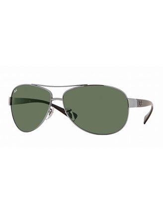 Ray Ban Active Men's Sunglasses with a frame made of metal in silver and plastic lenses in green