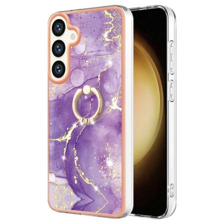 Samsung Galaxy S24 Plus -kuori, jossa rengaspitime, lila marmori