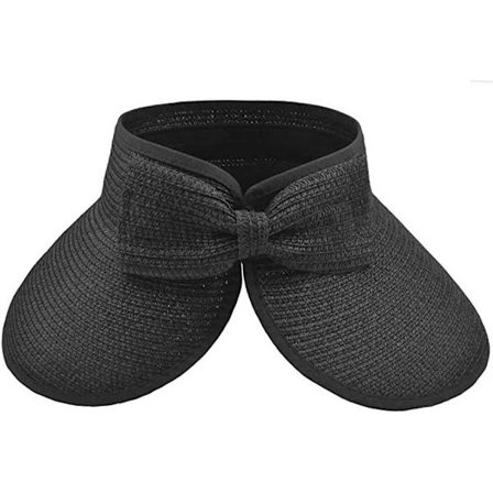 Dame sommerhatt med sammenleggbar bred brem solskjerm - Svart