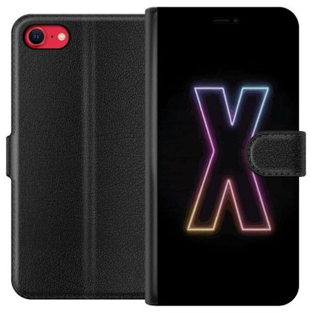 Yhteensopiva Lompakkokotelo Apple Apple iPhone 7 Neonkirjain X voimakkaissa väri vaihteluissa mustaa taustaa vasten, voimakas typografinen suunnittel