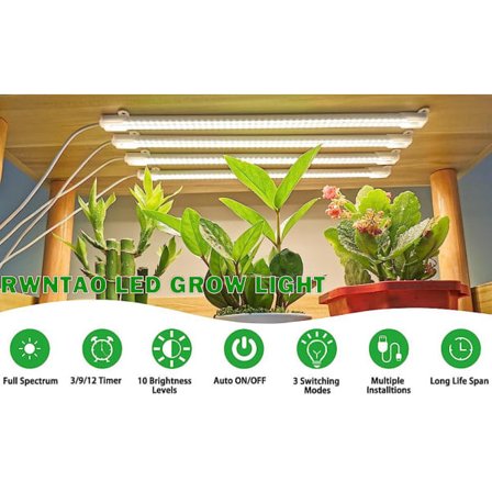 Grow Light Växtlampa för Inomhusväxter, Fullspektrum med Timer Vit