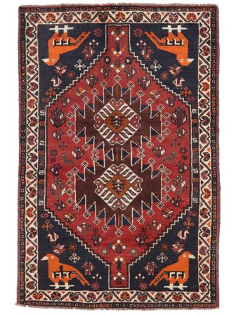 Persischer Shiraz Teppich 130X195 Schwarz/Dunkelrot (Wolle, Persien/Iran)