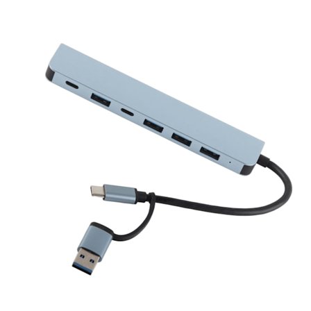 Type C Hub 7 Porte Højhastighedstransmission Aluminiumlegering Plug and Play Type C Dockingstation til PC Laptop Telefon