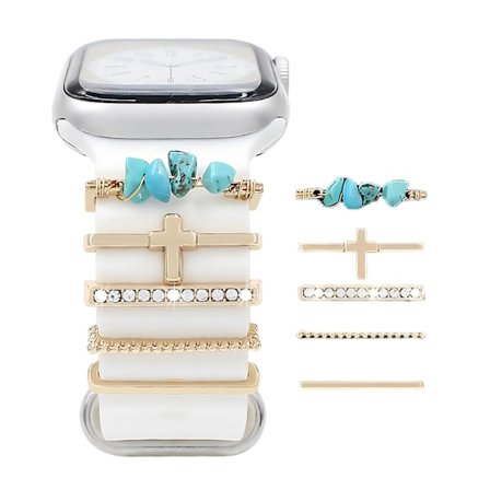 Klockarmbandsberlocker, Chic Eleganta Sten Diamant Armbandsaccessoarer (Inget Armband)-Blå Sten-Guld