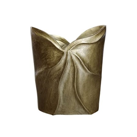 Guldfarvet aluminiumsvase, 23x8x30cm, antik finish