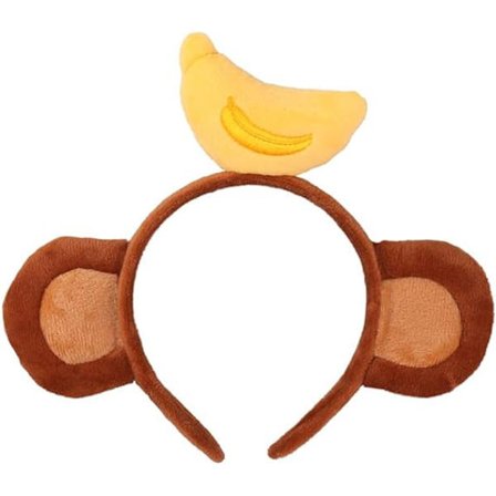 Unisex abeører pandebånd med banankrone på toppen banan pandebånd dyr abe kostume tilbehør kaffe 13cm